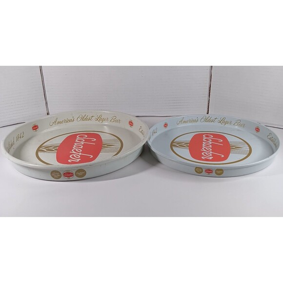 Schaefer Beer Serve Tray Lot Round Metal Vtg 12" 13" Inch Bar Breweriana Decor - Picture 12 of 12